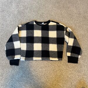 Old Navy Black and White Plaid Sweater. Cozy soft material. Large 10-12